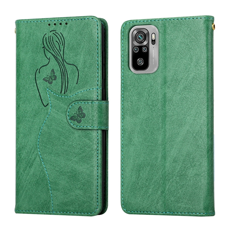 For Xiaomi Redmi Note 10 Beauty Girl Embossing Pattern Horizontal Flip Leather Case with Holder & Card Slot & Wallet & Photo Frame