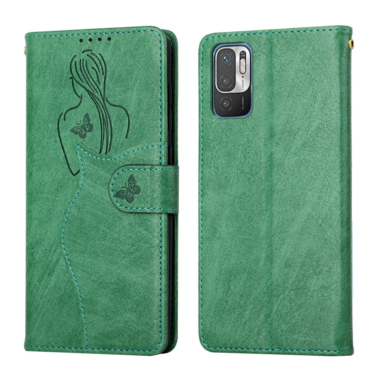 For Xiaomi Redmi Note 10 5G Beauty Girl Embossing Pattern Horizontal Flip Leather Case with Holder & Card Slot & Wallet & Photo Frame