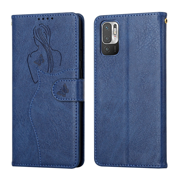 For Xiaomi Redmi Note 10 5G Beauty Girl Embossing Pattern Horizontal Flip Leather Case with Holder & Card Slot & Wallet & Photo Frame