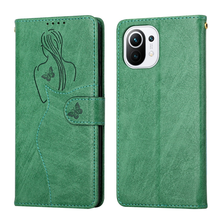 For Xiaomi Mi 11 Lite Beauty Girl Embossing Pattern Horizontal Flip Leather Case with Holder & Card Slot & Wallet & Photo Frame