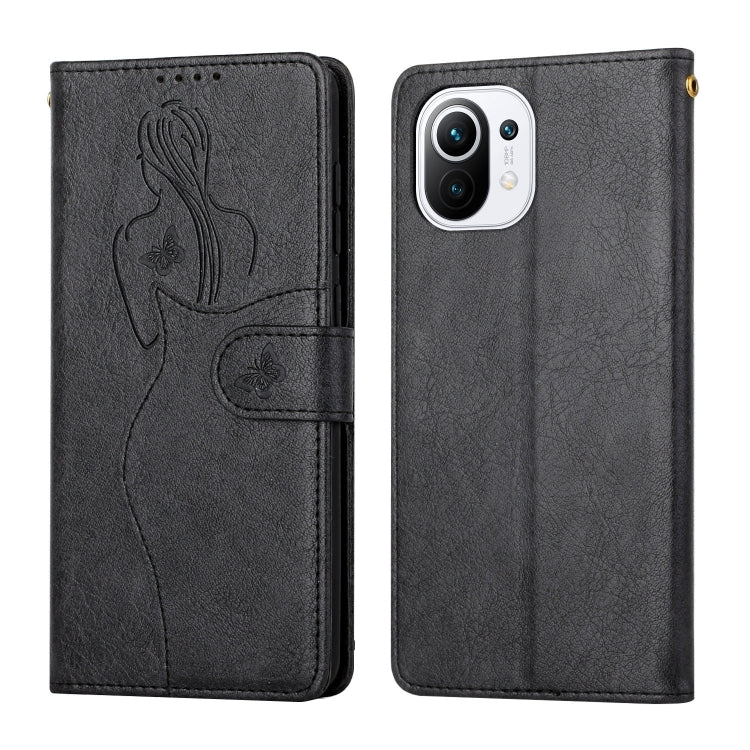 For Xiaomi Mi 11 Lite Beauty Girl Embossing Pattern Horizontal Flip Leather Case with Holder & Card Slot & Wallet & Photo Frame