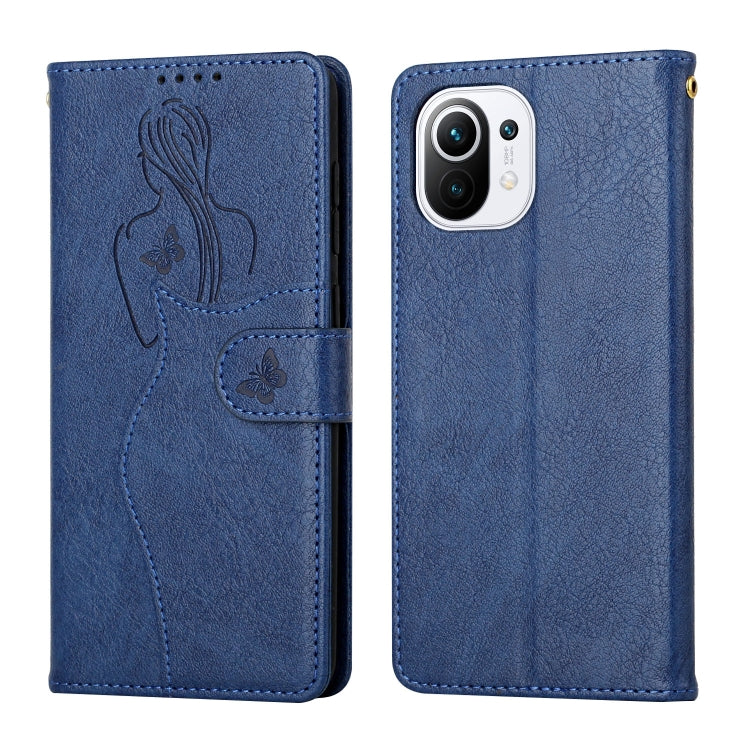 For Xiaomi Mi 11 Lite Beauty Girl Embossing Pattern Horizontal Flip Leather Case with Holder & Card Slot & Wallet & Photo Frame