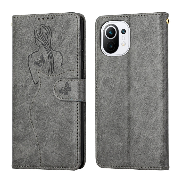 For Xiaomi Mi 11 Lite Beauty Girl Embossing Pattern Horizontal Flip Leather Case with Holder & Card Slot & Wallet & Photo Frame