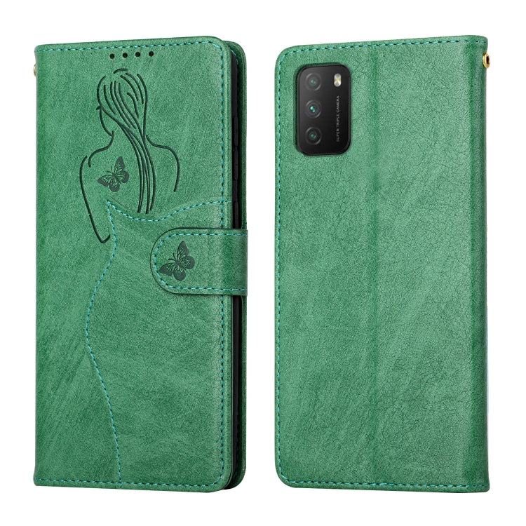 For Xiaomi Poco M3 Beauty Girl Embossing Pattern Horizontal Flip Leather Case with Holder & Card Slot & Wallet & Photo Frame