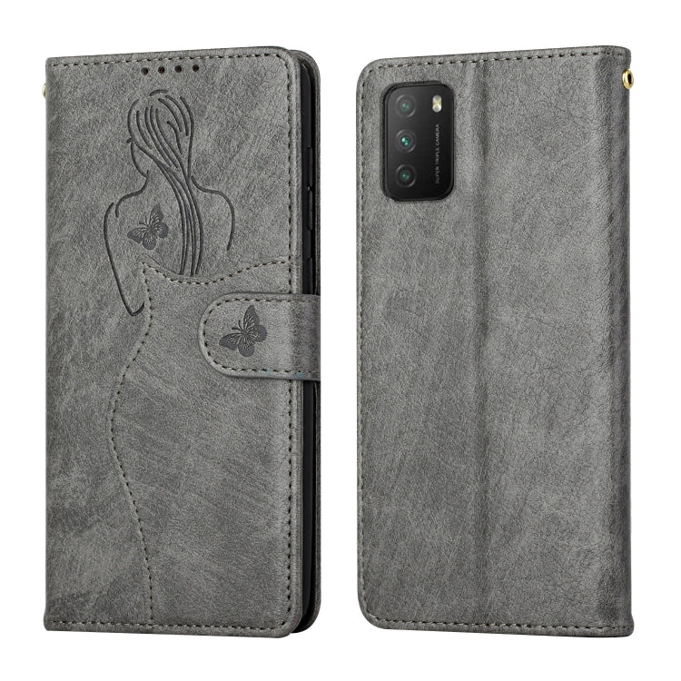For Xiaomi Poco M3 Beauty Girl Embossing Pattern Horizontal Flip Leather Case with Holder & Card Slot & Wallet & Photo Frame
