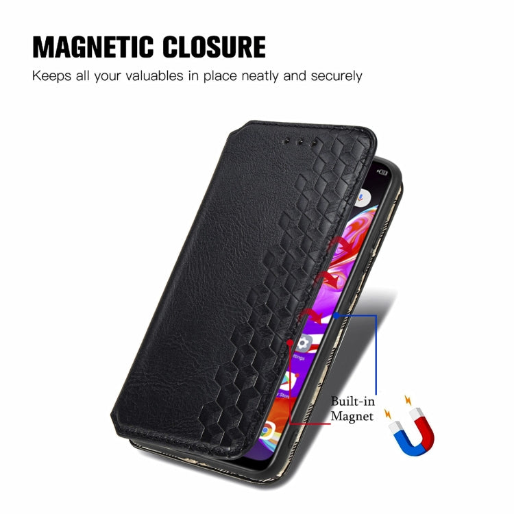 For Infinix Hot 10T Cubic Grid Pressed Horizontal Flip Magnetic PU Leather Case with Holder & Card Slots & Wallet