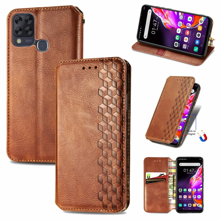 For Infinix Hot 10T Cubic Grid Pressed Horizontal Flip Magnetic PU Leather Case with Holder & Card Slots & Wallet