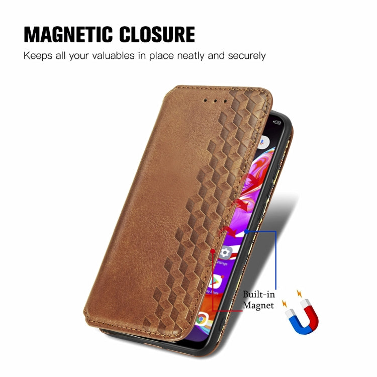 For Infinix Hot 10T Cubic Grid Pressed Horizontal Flip Magnetic PU Leather Case with Holder & Card Slots & Wallet