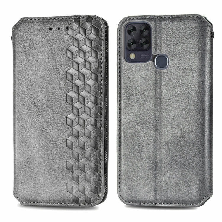 For Infinix Hot 10T Cubic Grid Pressed Horizontal Flip Magnetic PU Leather Case with Holder & Card Slots & Wallet