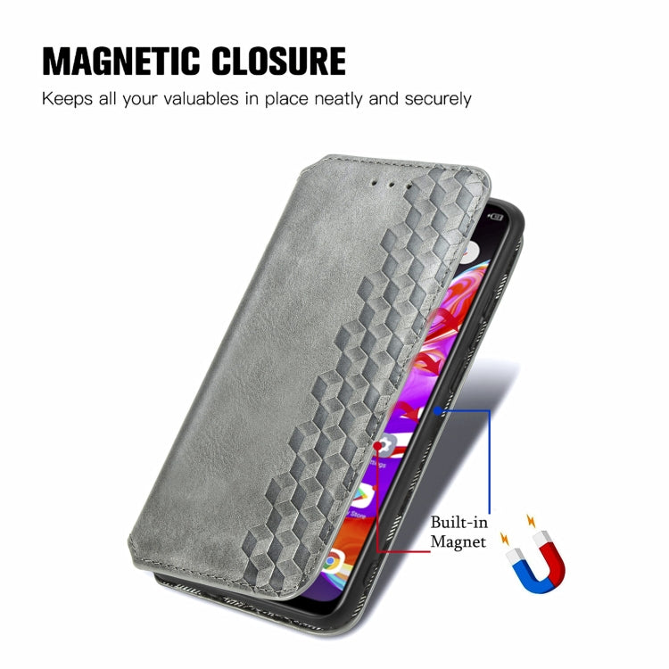 For Infinix Hot 10T Cubic Grid Pressed Horizontal Flip Magnetic PU Leather Case with Holder & Card Slots & Wallet