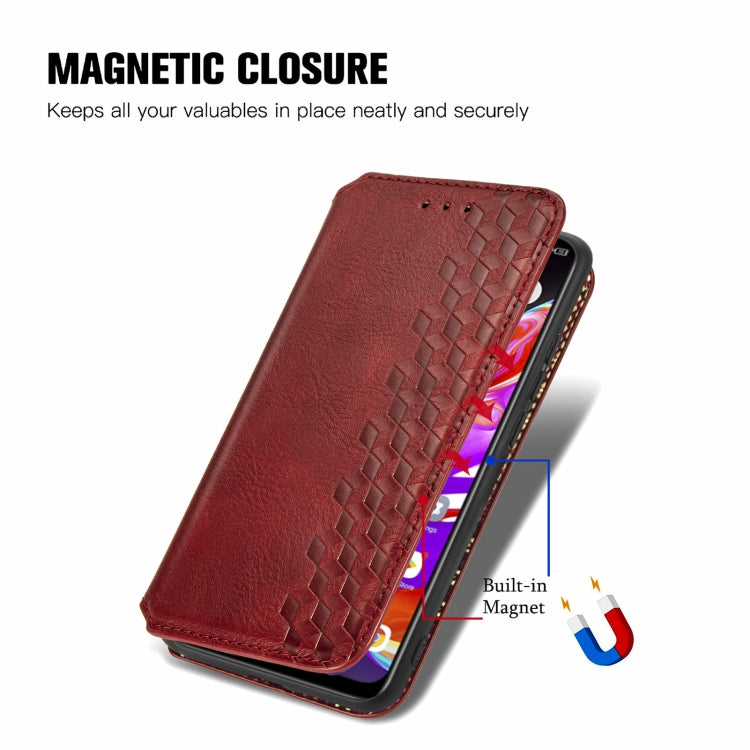 For Infinix Hot 10T Cubic Grid Pressed Horizontal Flip Magnetic PU Leather Case with Holder & Card Slots & Wallet