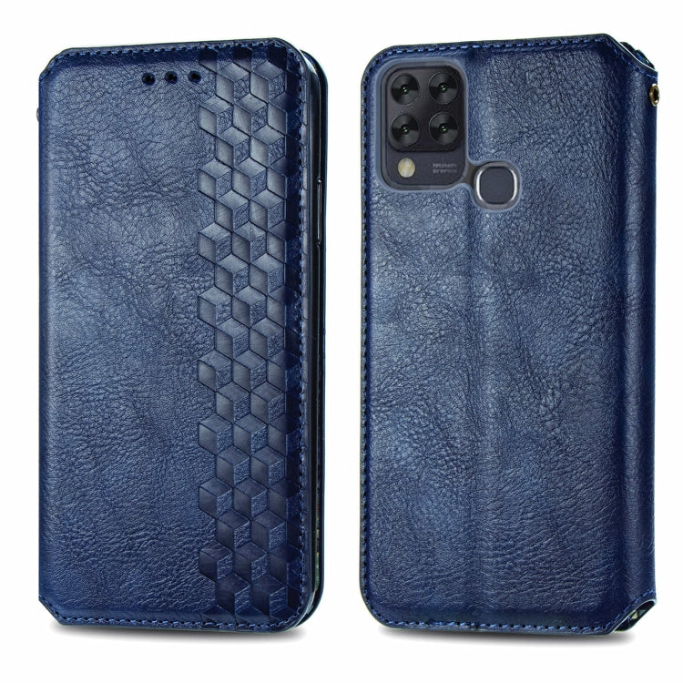 For Infinix Hot 10T Cubic Grid Pressed Horizontal Flip Magnetic PU Leather Case with Holder & Card Slots & Wallet