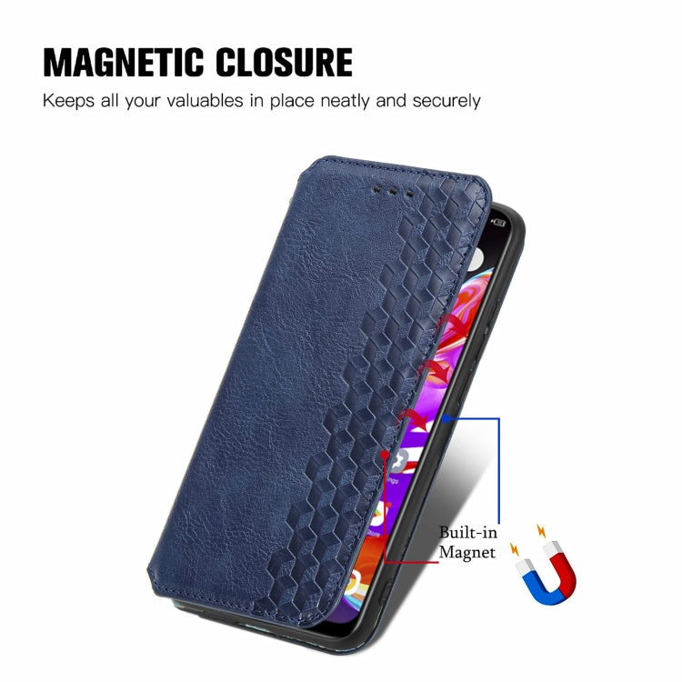 For Infinix Hot 10T Cubic Grid Pressed Horizontal Flip Magnetic PU Leather Case with Holder & Card Slots & Wallet