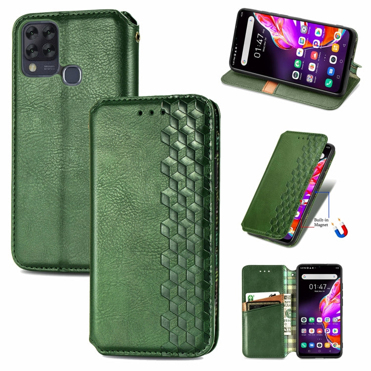 For Infinix Hot 10T Cubic Grid Pressed Horizontal Flip Magnetic PU Leather Case with Holder & Card Slots & Wallet