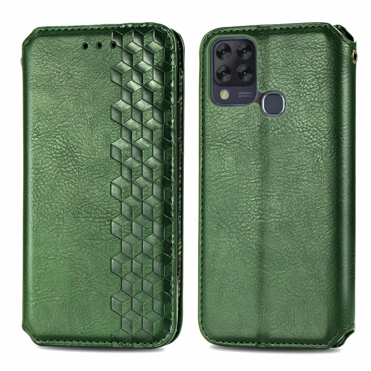 For Infinix Hot 10T Cubic Grid Pressed Horizontal Flip Magnetic PU Leather Case with Holder & Card Slots & Wallet