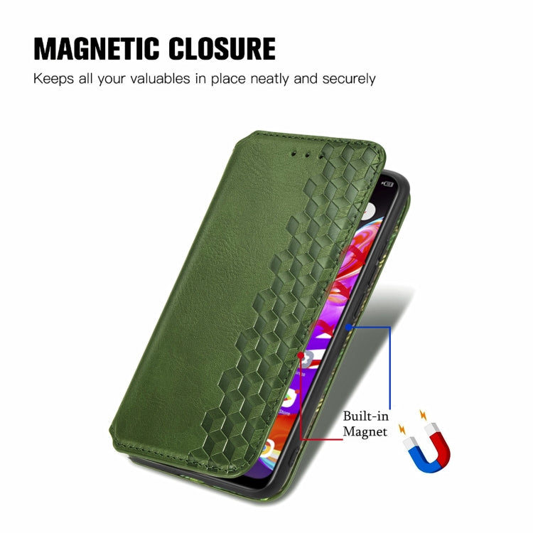 For Infinix Hot 10T Cubic Grid Pressed Horizontal Flip Magnetic PU Leather Case with Holder & Card Slots & Wallet