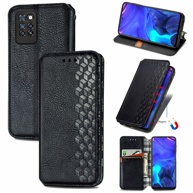 For Infinix Note 10 Pro Cubic Grid Pressed Horizontal Flip Magnetic PU Leather Case with Holder & Card Slots & Wallet