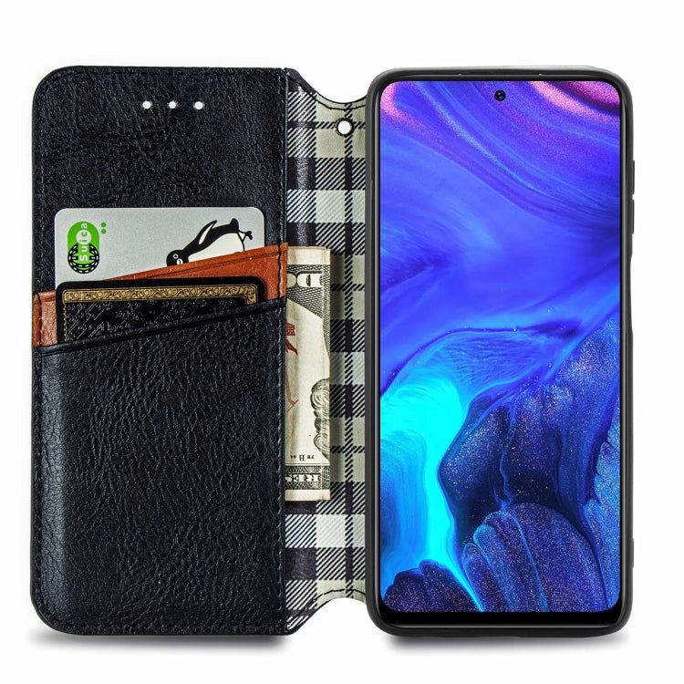 For Infinix Note 10 Pro Cubic Grid Pressed Horizontal Flip Magnetic PU Leather Case with Holder & Card Slots & Wallet
