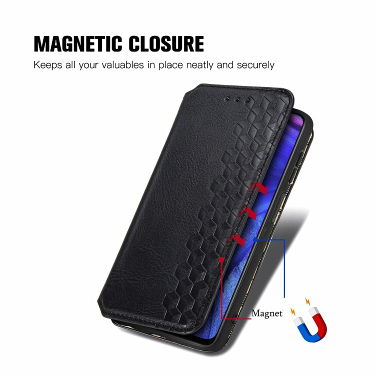 For Infinix Note 10 Pro Cubic Grid Pressed Horizontal Flip Magnetic PU Leather Case with Holder & Card Slots & Wallet
