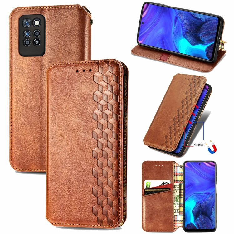 For Infinix Note 10 Pro Cubic Grid Pressed Horizontal Flip Magnetic PU Leather Case with Holder & Card Slots & Wallet