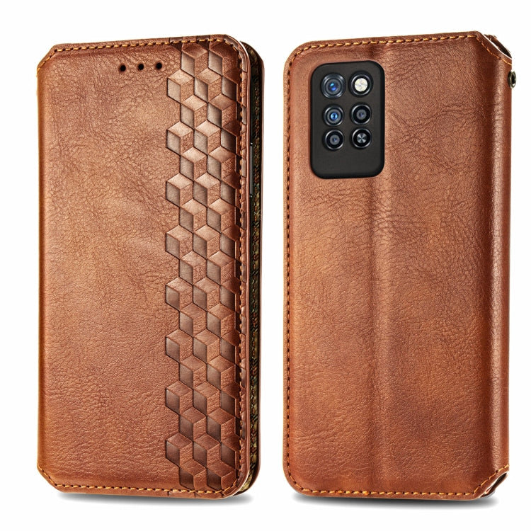 For Infinix Note 10 Pro Cubic Grid Pressed Horizontal Flip Magnetic PU Leather Case with Holder & Card Slots & Wallet