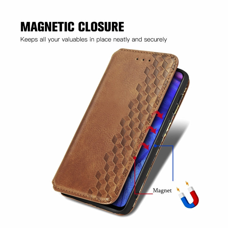 For Infinix Note 10 Pro Cubic Grid Pressed Horizontal Flip Magnetic PU Leather Case with Holder & Card Slots & Wallet