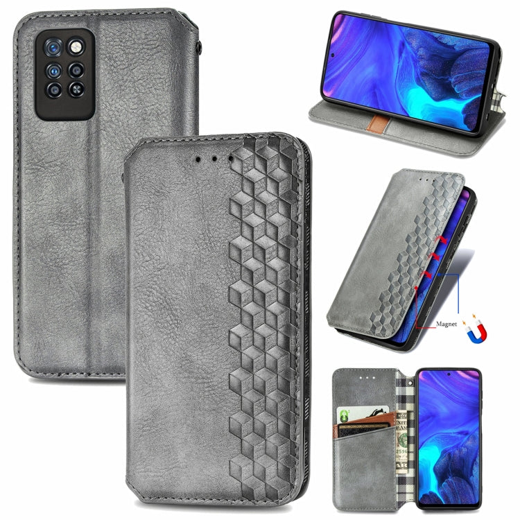 For Infinix Note 10 Pro Cubic Grid Pressed Horizontal Flip Magnetic PU Leather Case with Holder & Card Slots & Wallet