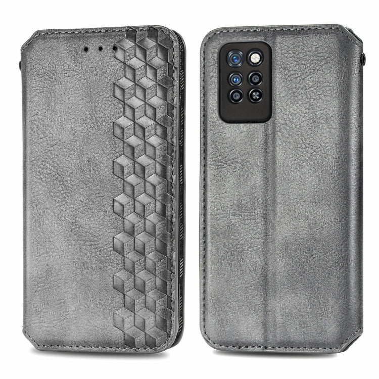 For Infinix Note 10 Pro Cubic Grid Pressed Horizontal Flip Magnetic PU Leather Case with Holder & Card Slots & Wallet