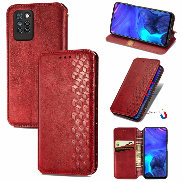 For Infinix Note 10 Pro Cubic Grid Pressed Horizontal Flip Magnetic PU Leather Case with Holder & Card Slots & Wallet