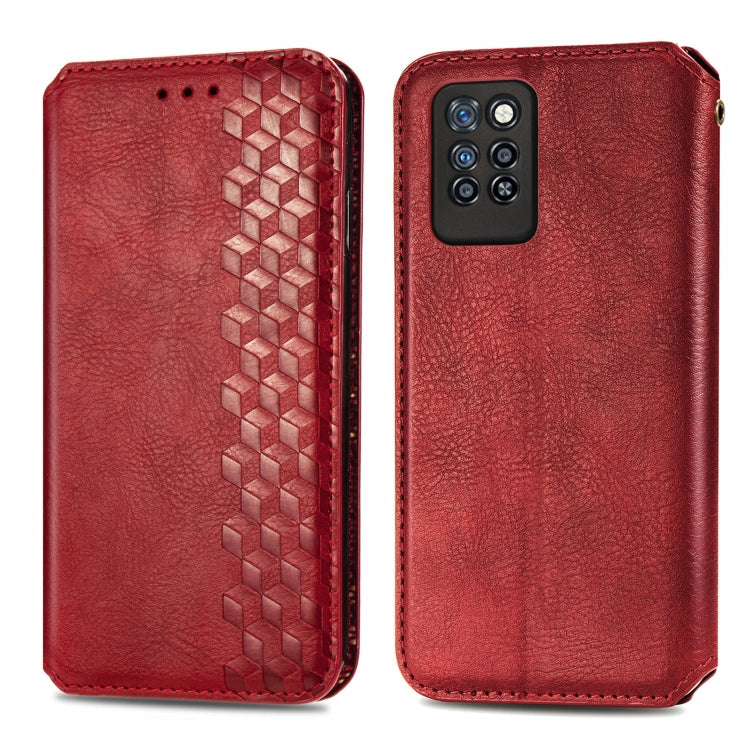 For Infinix Note 10 Pro Cubic Grid Pressed Horizontal Flip Magnetic PU Leather Case with Holder & Card Slots & Wallet