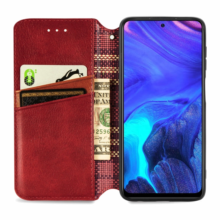 For Infinix Note 10 Pro Cubic Grid Pressed Horizontal Flip Magnetic PU Leather Case with Holder & Card Slots & Wallet
