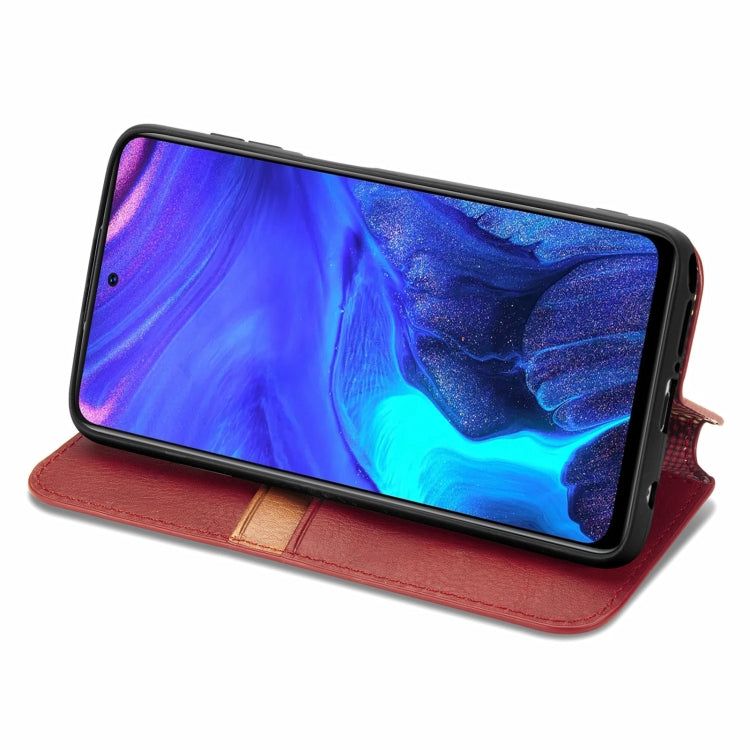 For Infinix Note 10 Pro Cubic Grid Pressed Horizontal Flip Magnetic PU Leather Case with Holder & Card Slots & Wallet