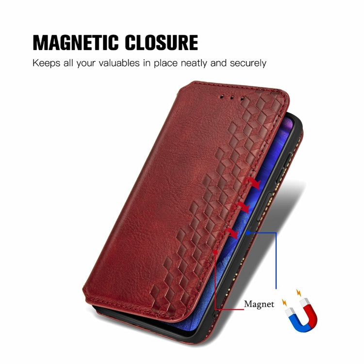 For Infinix Note 10 Pro Cubic Grid Pressed Horizontal Flip Magnetic PU Leather Case with Holder & Card Slots & Wallet