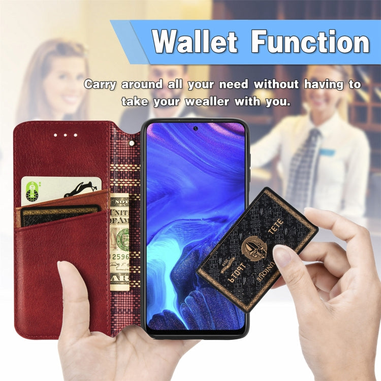 For Infinix Note 10 Pro Cubic Grid Pressed Horizontal Flip Magnetic PU Leather Case with Holder & Card Slots & Wallet