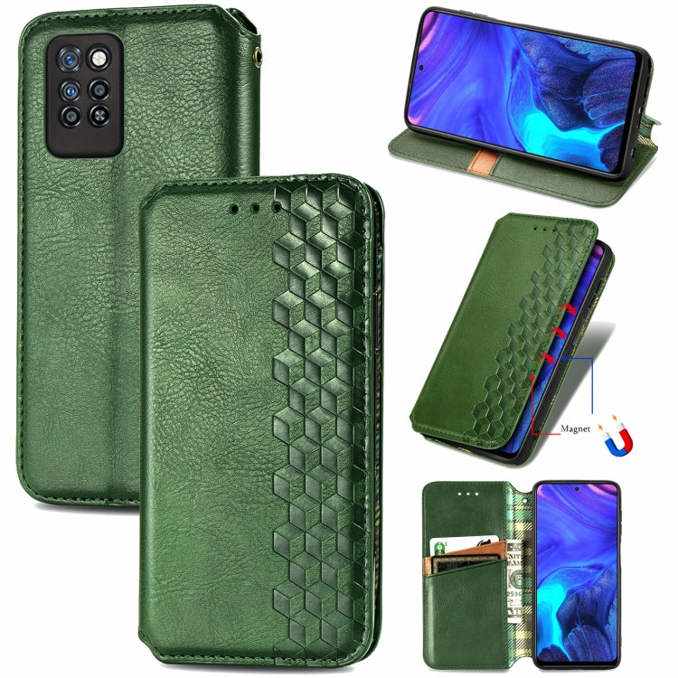 For Infinix Note 10 Pro Cubic Grid Pressed Horizontal Flip Magnetic PU Leather Case with Holder & Card Slots & Wallet