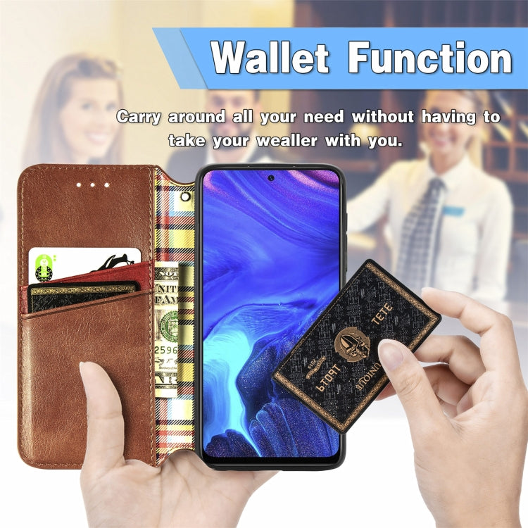 For Infinix Note 10 Pro Cubic Grid Pressed Horizontal Flip Magnetic PU Leather Case with Holder & Card Slots & Wallet