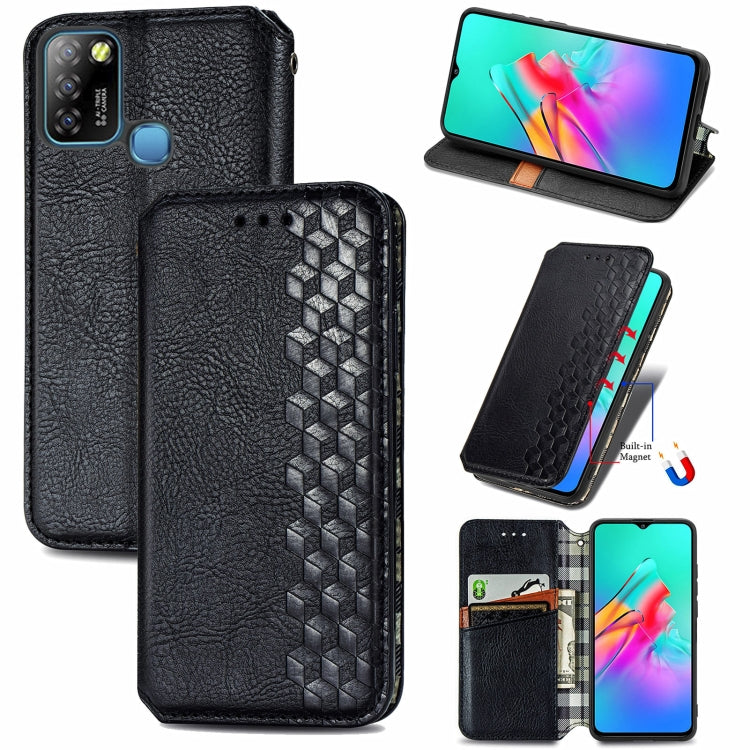 For Infinix Smart 5 Cubic Grid Pressed Horizontal Flip Magnetic PU Leather Case with Holder & Card Slots & Wallet