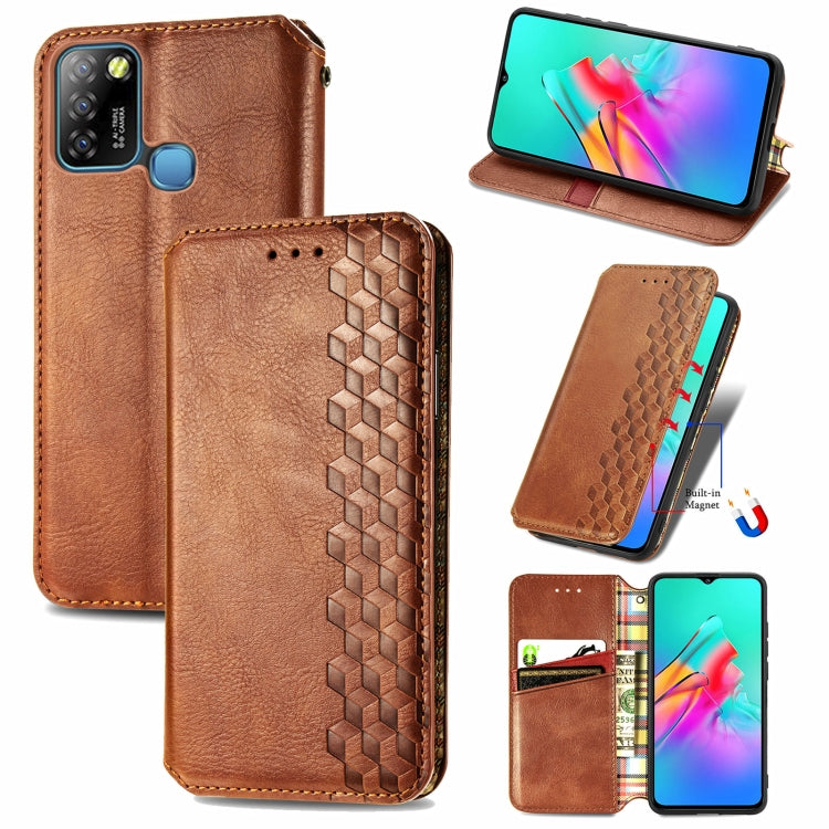 For Infinix Smart 5 Cubic Grid Pressed Horizontal Flip Magnetic PU Leather Case with Holder & Card Slots & Wallet