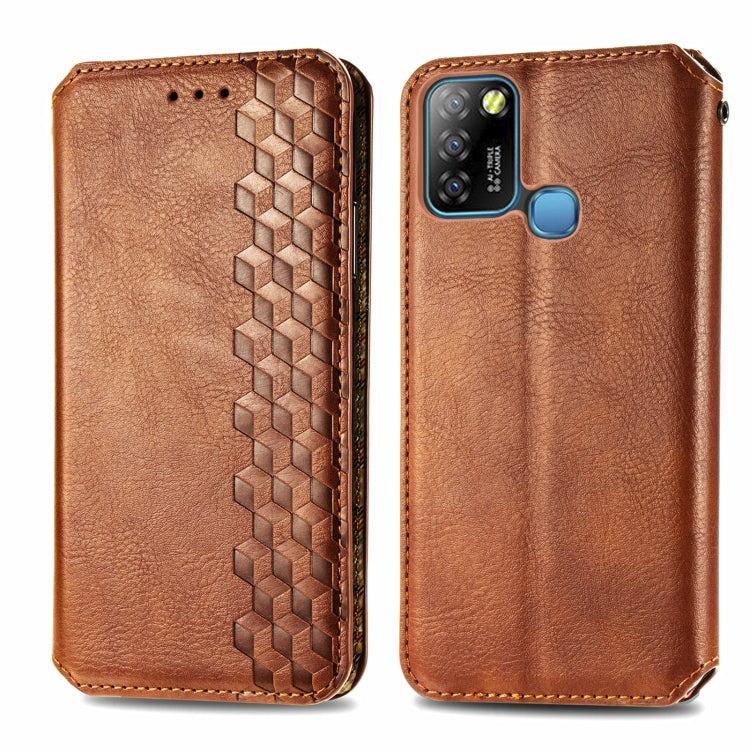 For Infinix Smart 5 Cubic Grid Pressed Horizontal Flip Magnetic PU Leather Case with Holder & Card Slots & Wallet