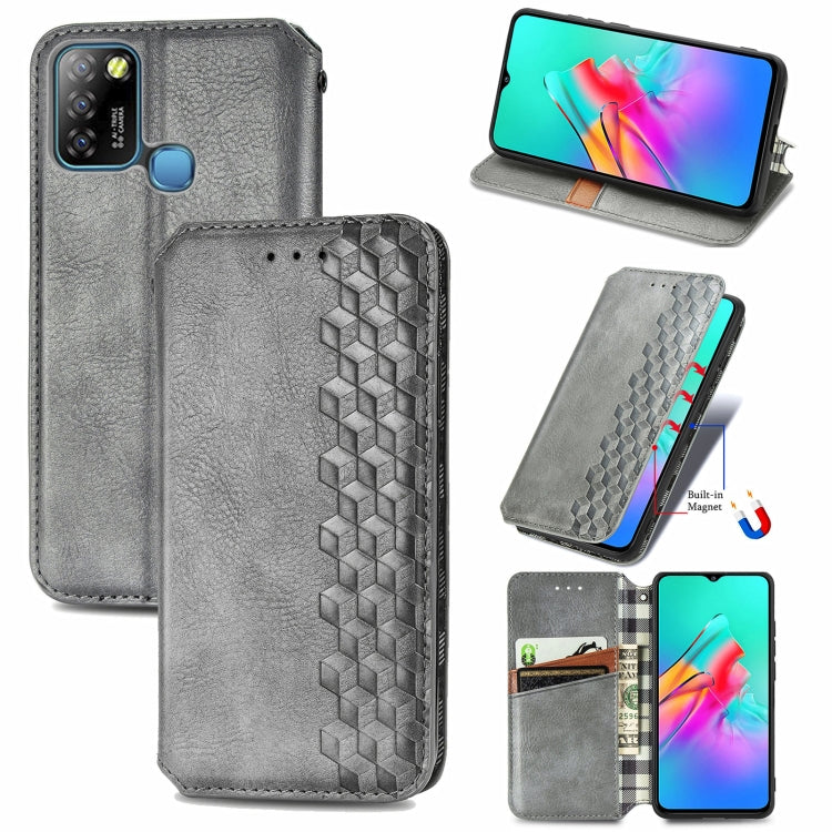 For Infinix Smart 5 Cubic Grid Pressed Horizontal Flip Magnetic PU Leather Case with Holder & Card Slots & Wallet