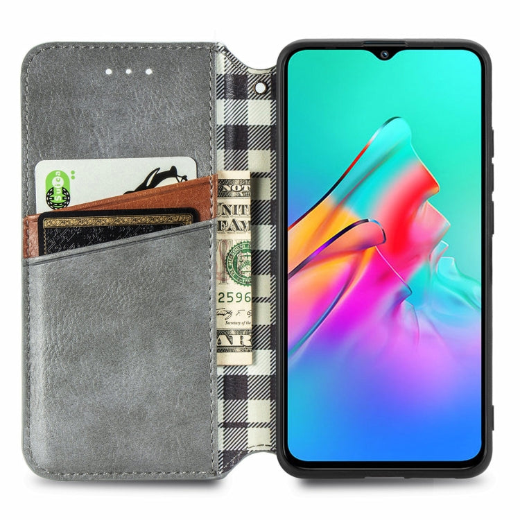 For Infinix Smart 5 Cubic Grid Pressed Horizontal Flip Magnetic PU Leather Case with Holder & Card Slots & Wallet