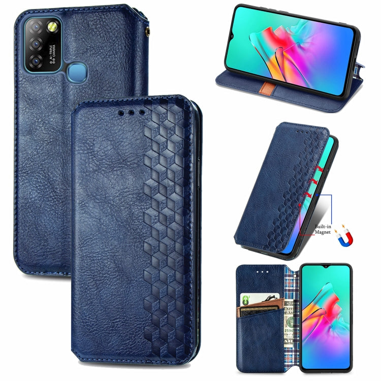 For Infinix Smart 5 Cubic Grid Pressed Horizontal Flip Magnetic PU Leather Case with Holder & Card Slots & Wallet