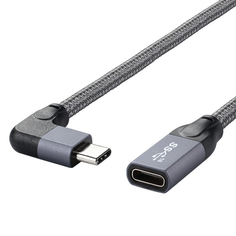 100W USB-C / Type-C Elbow Male to USB-C / Type-C Female Full-function Data Extension Cable, Cable Length:1m