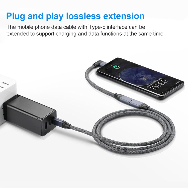 100W USB-C / Type-C Elbow Male to USB-C / Type-C Female Full-function Data Extension Cable, Cable Length:1m