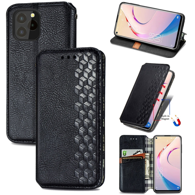 For OUKITEL C21 Pro Cubic Grid Pressed Horizontal Flip Magnetic PU Leather Case with Holder & Card Slots & Wallet