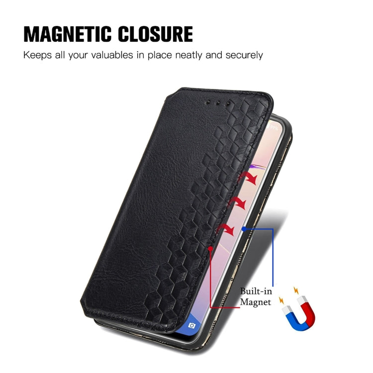 For OUKITEL C21 Pro Cubic Grid Pressed Horizontal Flip Magnetic PU Leather Case with Holder & Card Slots & Wallet