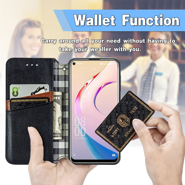 For OUKITEL C21 Pro Cubic Grid Pressed Horizontal Flip Magnetic PU Leather Case with Holder & Card Slots & Wallet