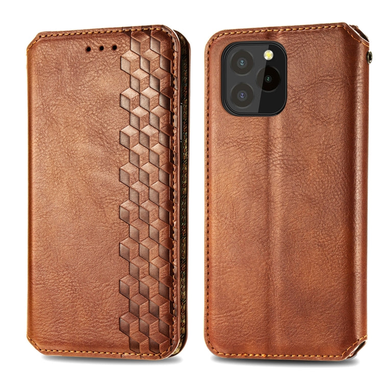 For OUKITEL C21 Pro Cubic Grid Pressed Horizontal Flip Magnetic PU Leather Case with Holder & Card Slots & Wallet