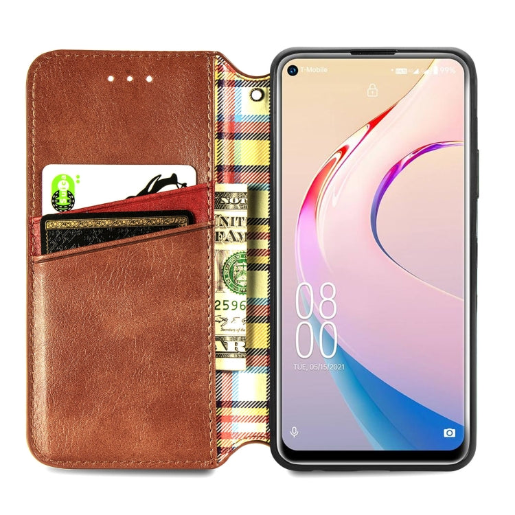 For OUKITEL C21 Pro Cubic Grid Pressed Horizontal Flip Magnetic PU Leather Case with Holder & Card Slots & Wallet