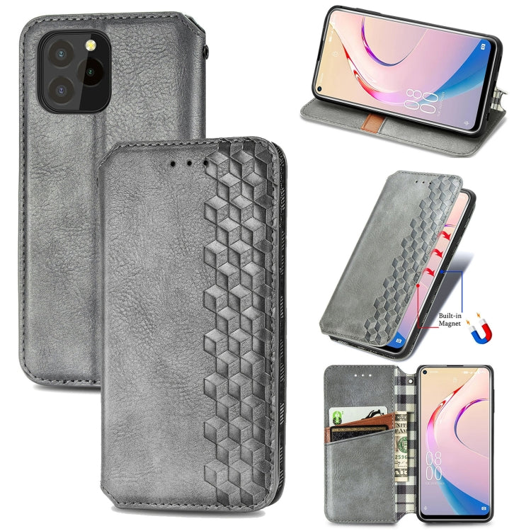 For OUKITEL C21 Pro Cubic Grid Pressed Horizontal Flip Magnetic PU Leather Case with Holder & Card Slots & Wallet